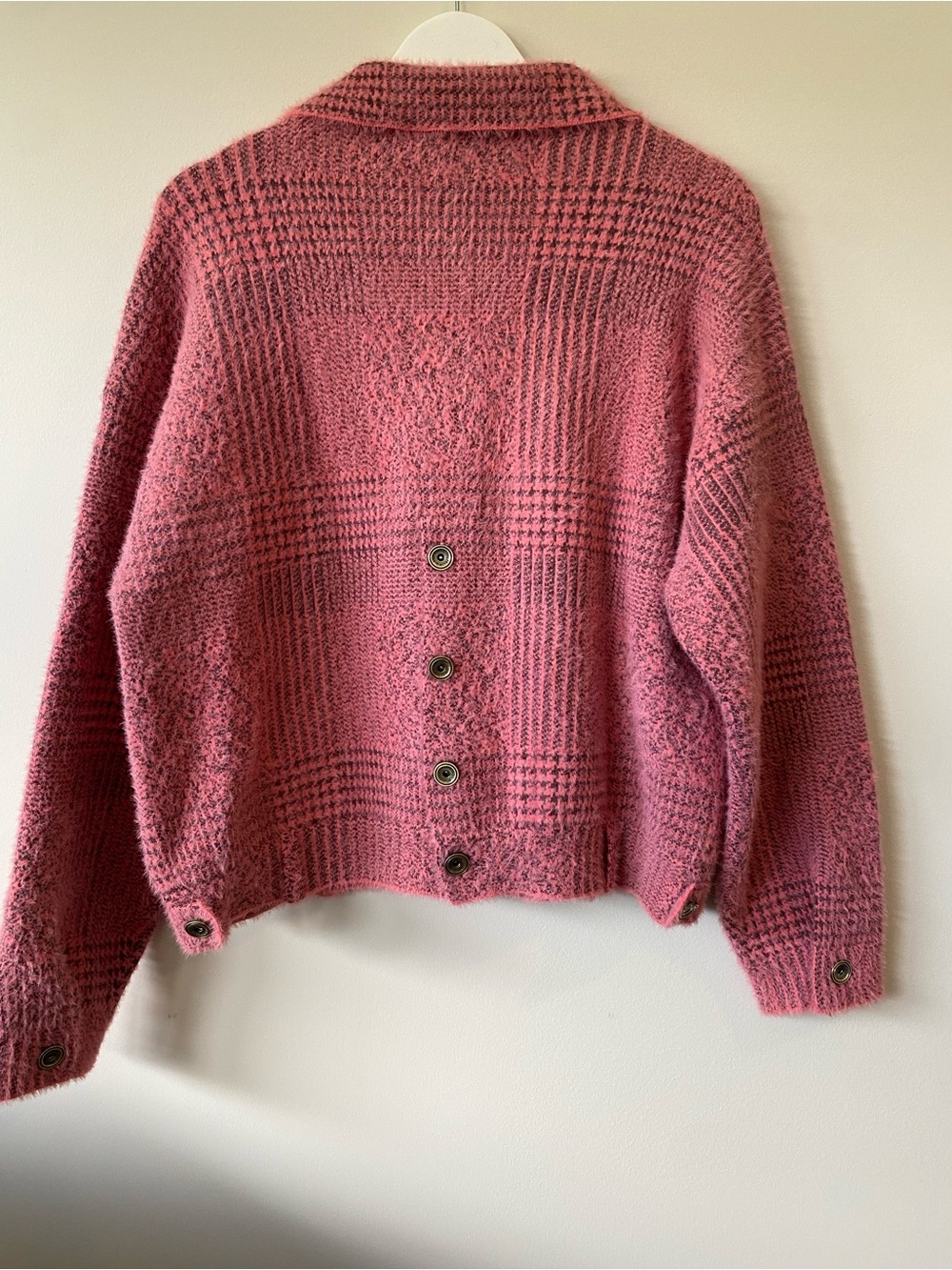 Pink Textured Button-Up Cardigan - Picture 3 of 6